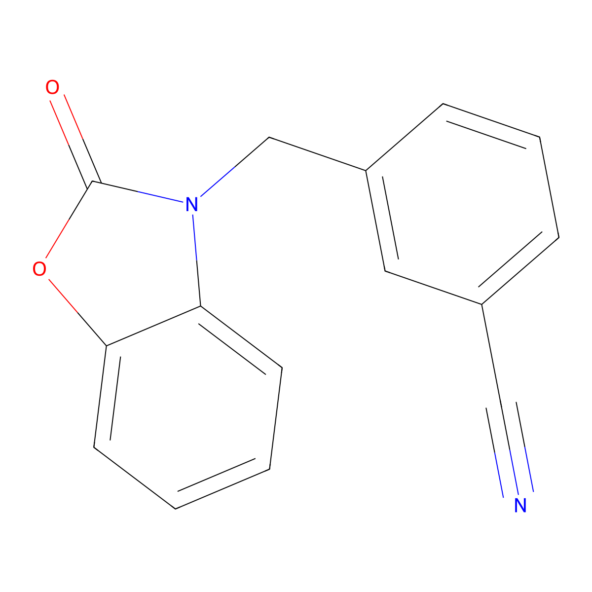 3-[(2-Oxo-2,3-dihydro-1,3-benzoxazol-3-yl)methyl]benzonitrile molecular structure, CAS 175277-77-7