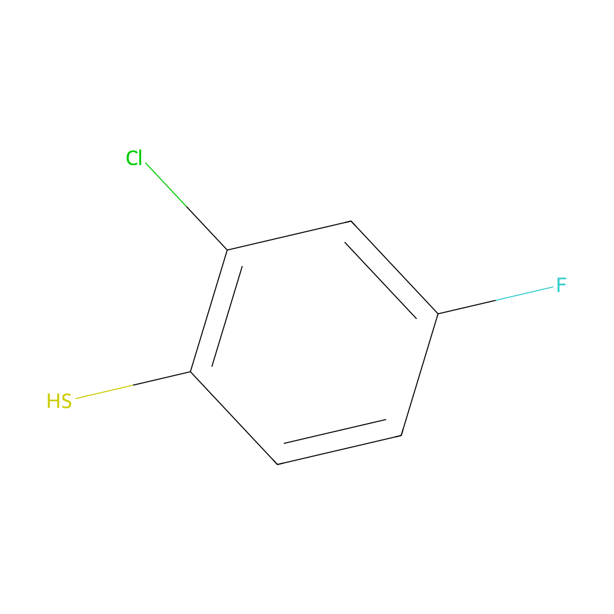 2-Chloro-4-fluorothiophenol molecular structure, CAS 175277-99-3