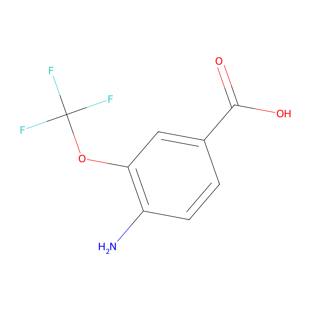 4-amino-3-(trifluoromethoxy)benzoic Acid molecular structure, CAS 175278-22-5