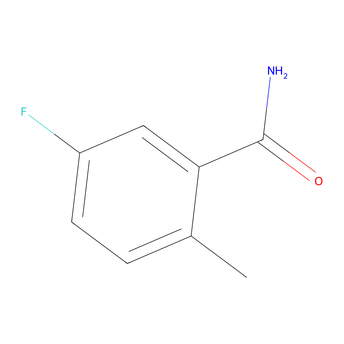 5-Fluoro-2-methylbenzamide molecular structure, CAS 175278-28-1