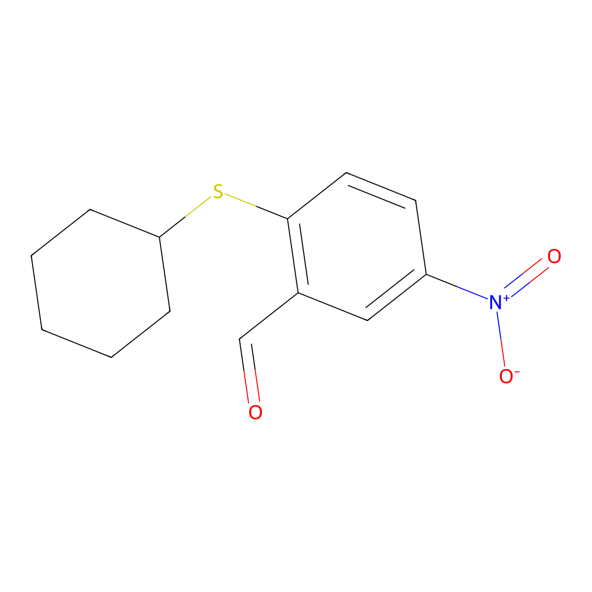 2-(Cyclohexylthio)-5-nitrobenzaldehyde molecular structure, CAS 175278-46-3