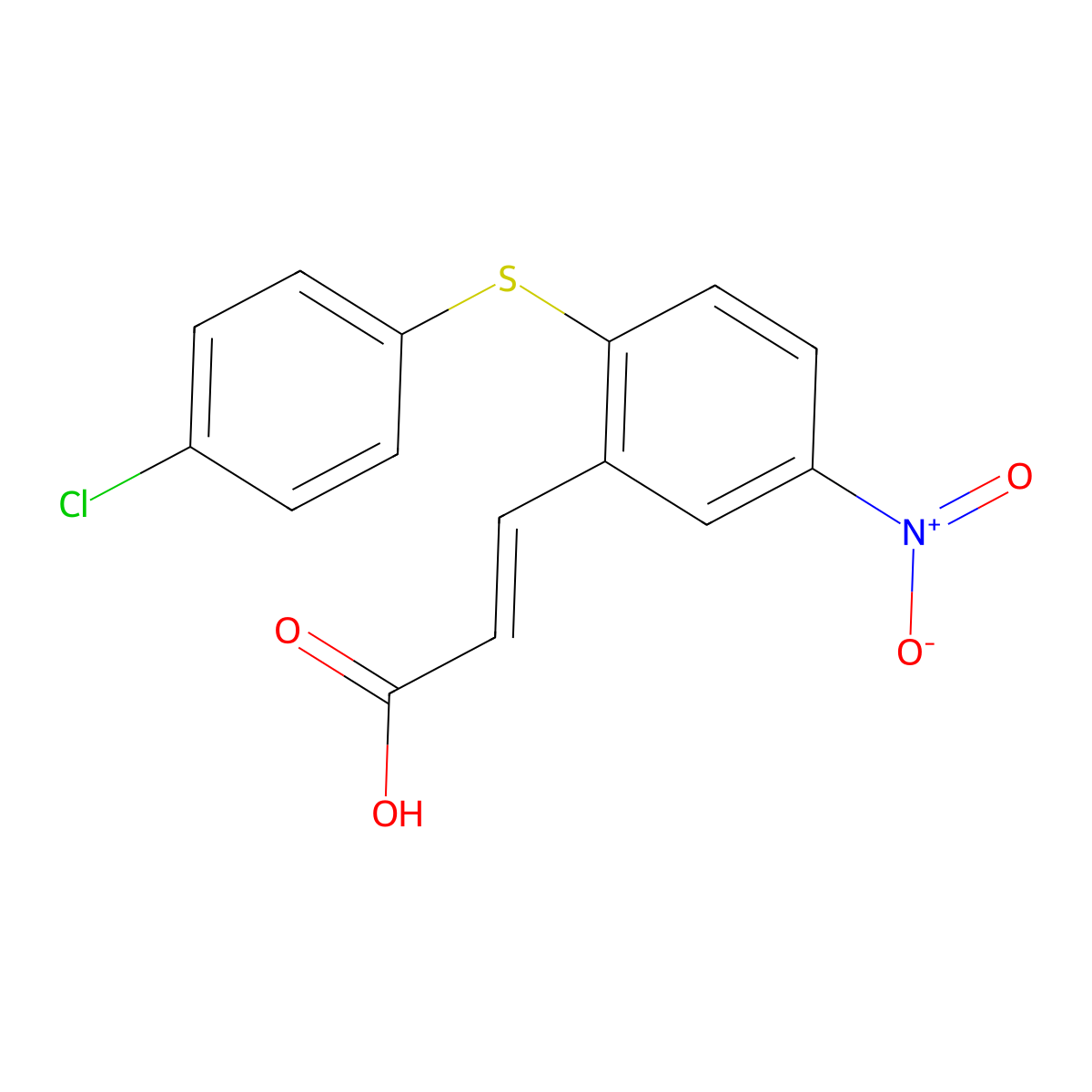 3-[2-(4-Chlorophenyl)sulfanyl-5-nitrophenyl]prop-2-enoic acid molecular structure, CAS 175278-51-0