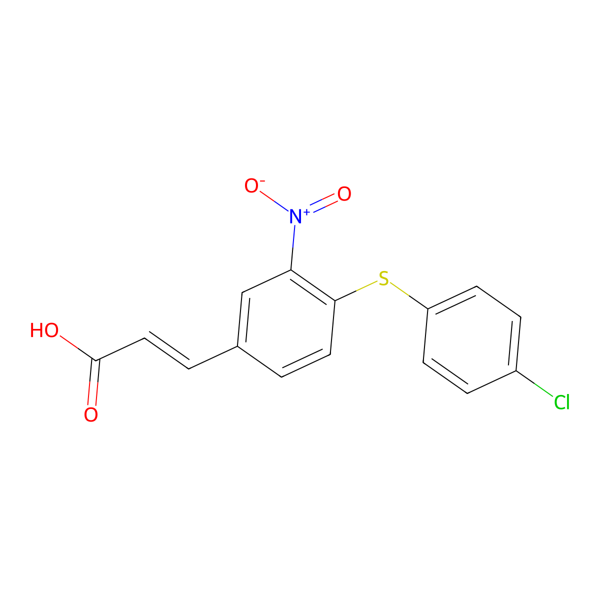 3-[4-[(4-Chlorophenyl)thio]-3-nitrophenyl]acrylic acid molecular structure, CAS 175278-52-1