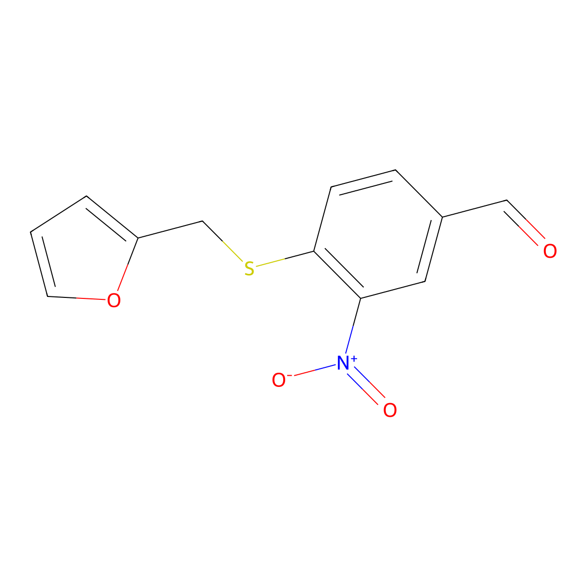 4-((Furan-2-ylmethyl)thio)-3-nitrobenzaldehyde molecular structure, CAS 175278-53-2