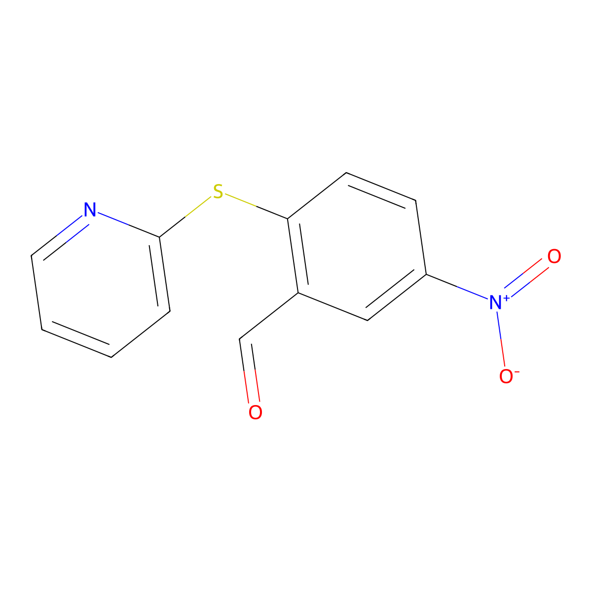 5-Nitro-2-(2-pyridylthio)benzaldehyde molecular structure, CAS 175278-54-3
