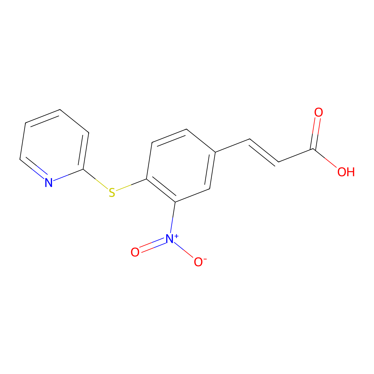3-Nitro-4-(pyridin-2-ylthio)cinammic acid molecular structure, CAS 175278-56-5
