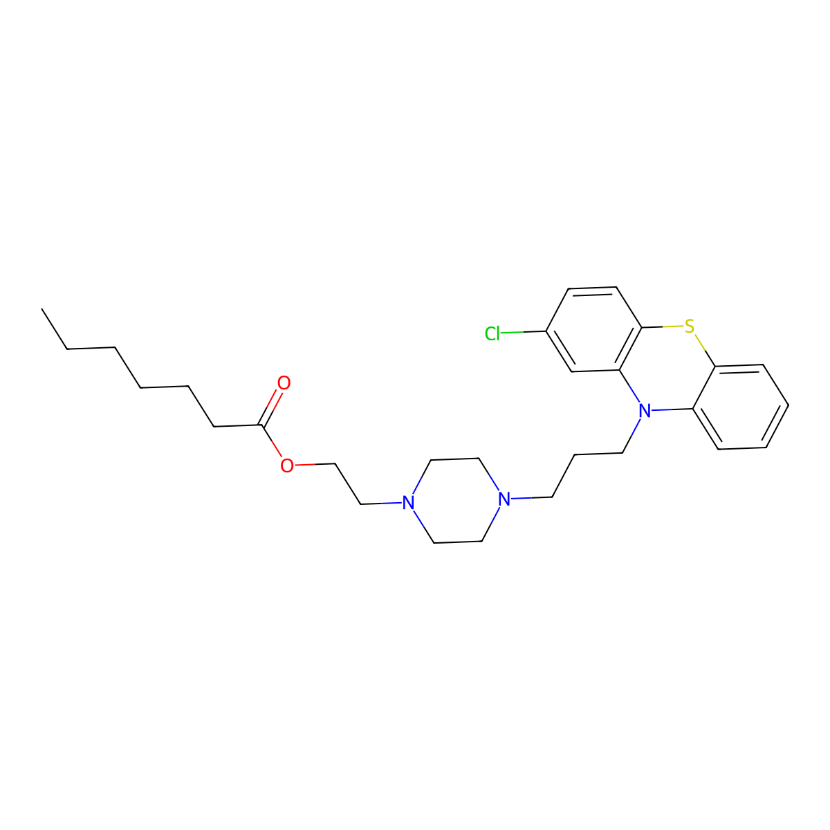 2-(4-(3-(2-Chloro-10H-phenothiazin-10-yl)propyl)-1-piperazinyl)ethyl heptanoate molecular structure, CAS 17528-28-8