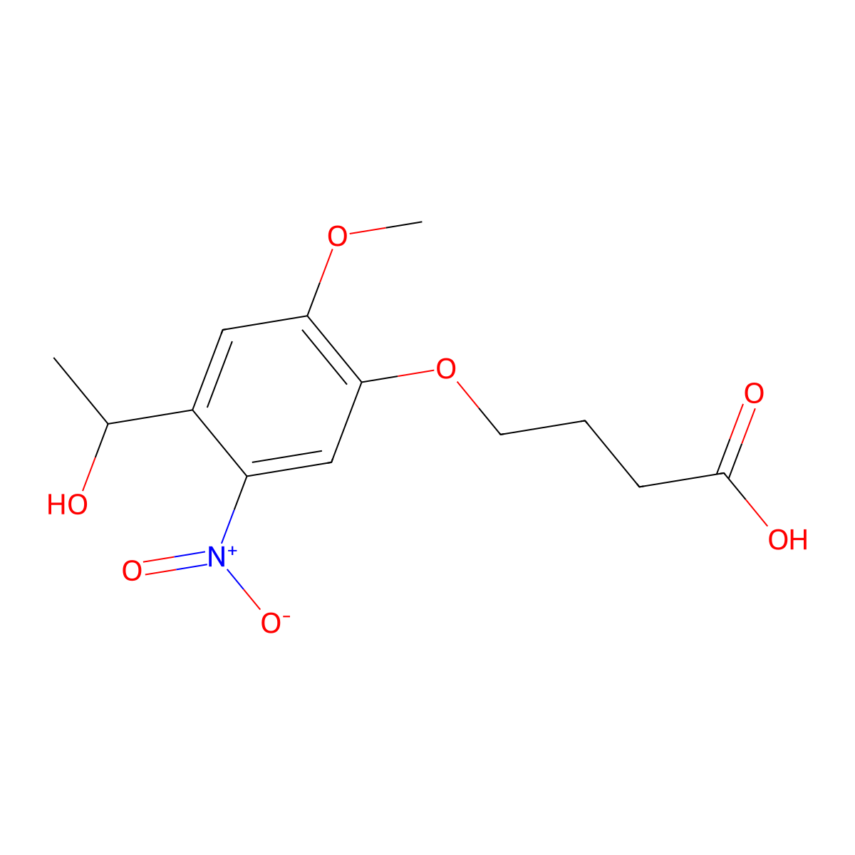 4-[4-(1-Hydroxyethyl)-2-methoxy-5-nitrophenoxy]butyric acid molecular structure, CAS 175281-76-2