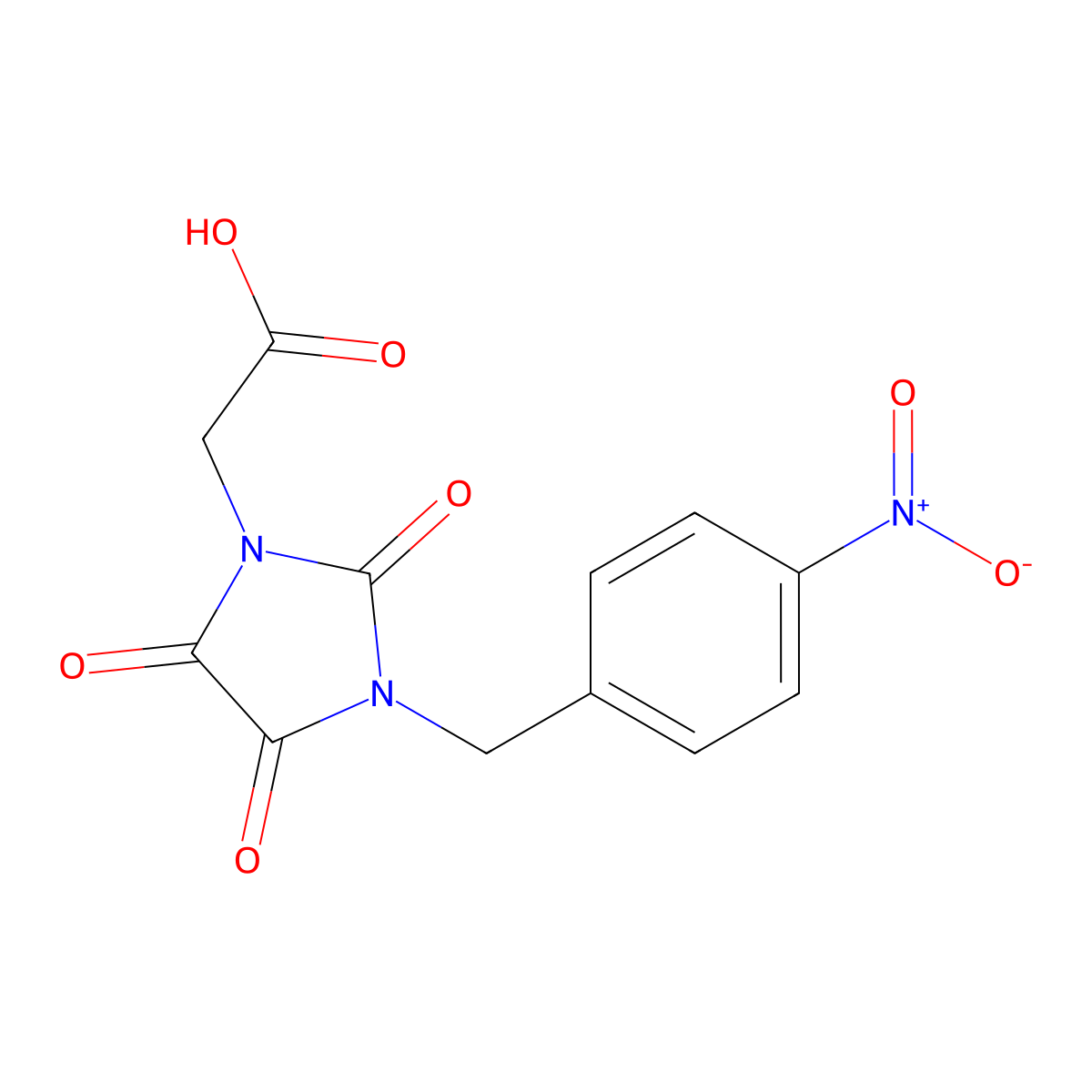2-[3-(4-Nitrobenzyl)-2,4,5-trioxo-1-imidazolidinyl]acetic acid molecular structure, CAS 175293-31-9