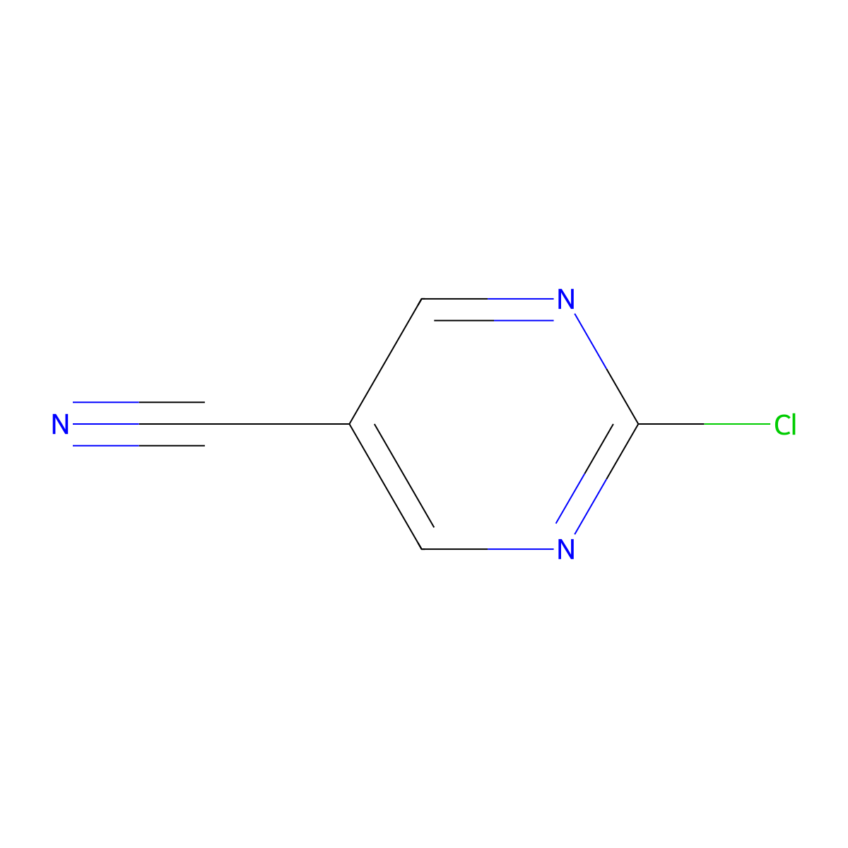 2-Chloro-5-pyrimidinecarbonitrile molecular structure, CAS 1753-50-0