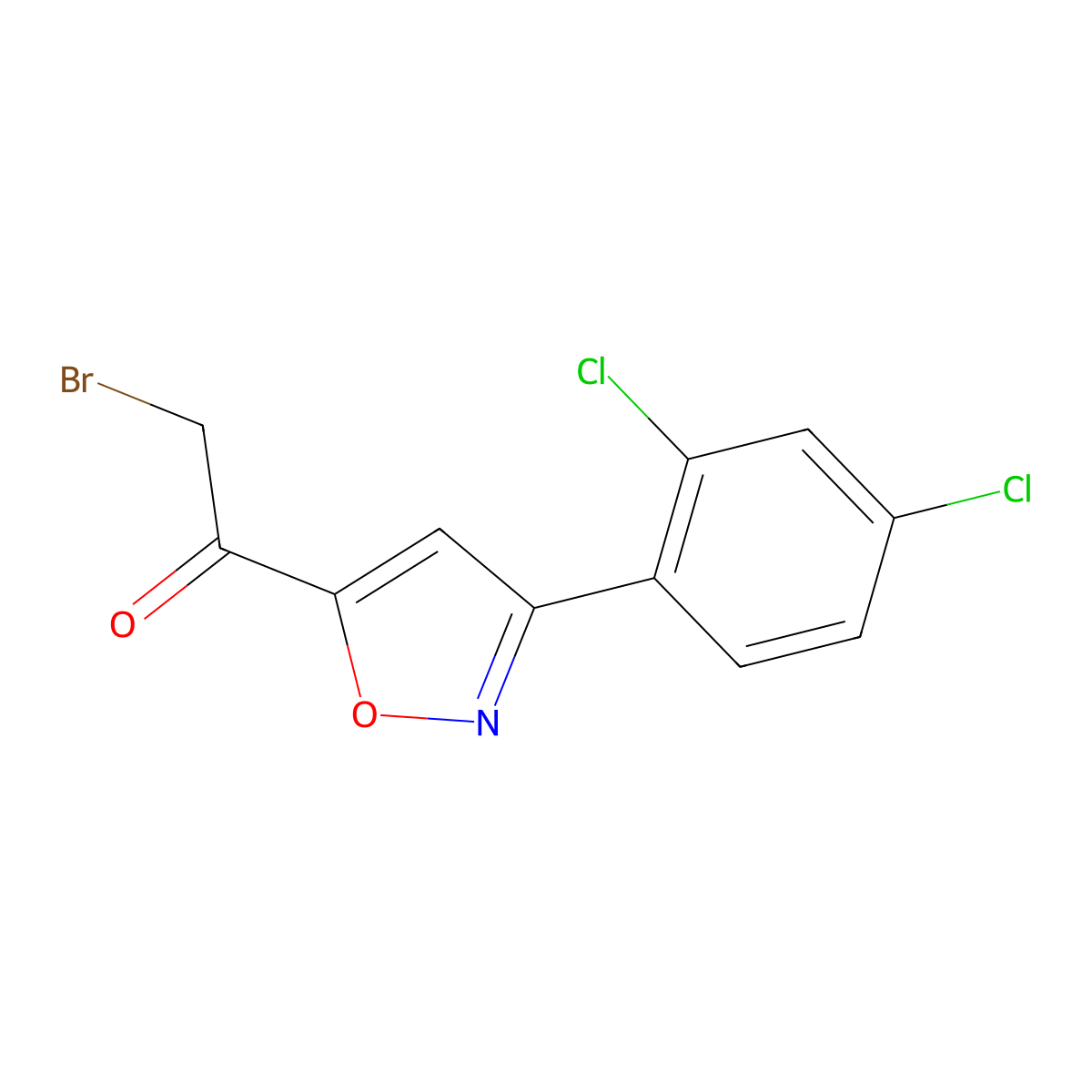 2-Bromo-1-(3-(2,4-dichlorophenyl)isoxazol-5-yl)ethanone molecular structure, CAS 175334-69-7