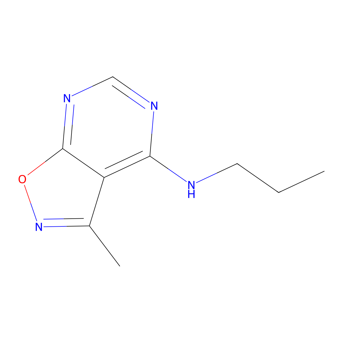 3-methyl-N-propyl-[1,2]oxazolo[5,4-d]pyrimidin-4-amine molecular structure, CAS 175348-28-4