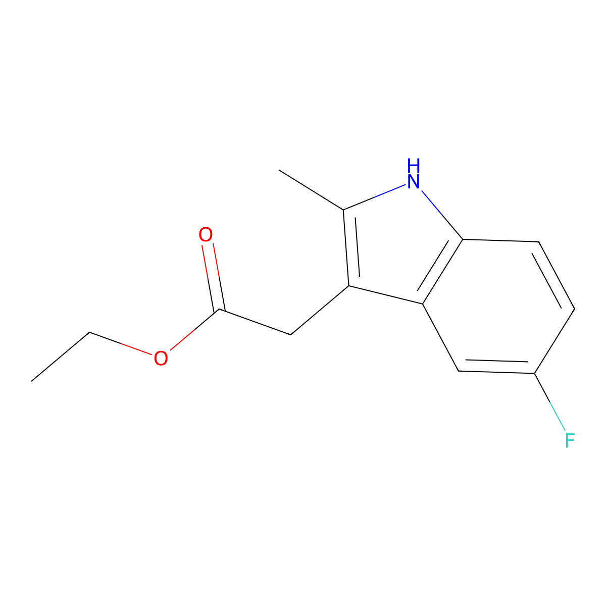 Ethyl (5-fluoro-2-methyl-1H-indol-3-yl)acetate molecular structure, CAS 17536-39-9