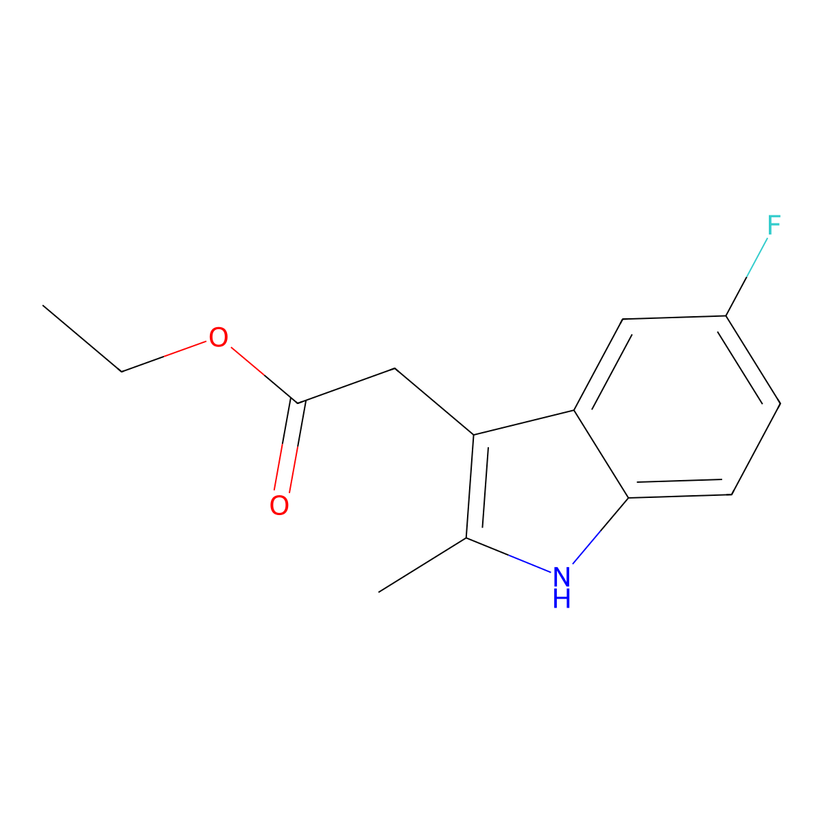 Ethyl (5-fluoro-2-methyl-1H-indol-3-yl)acetate molecular structure, CAS 17536-39-9