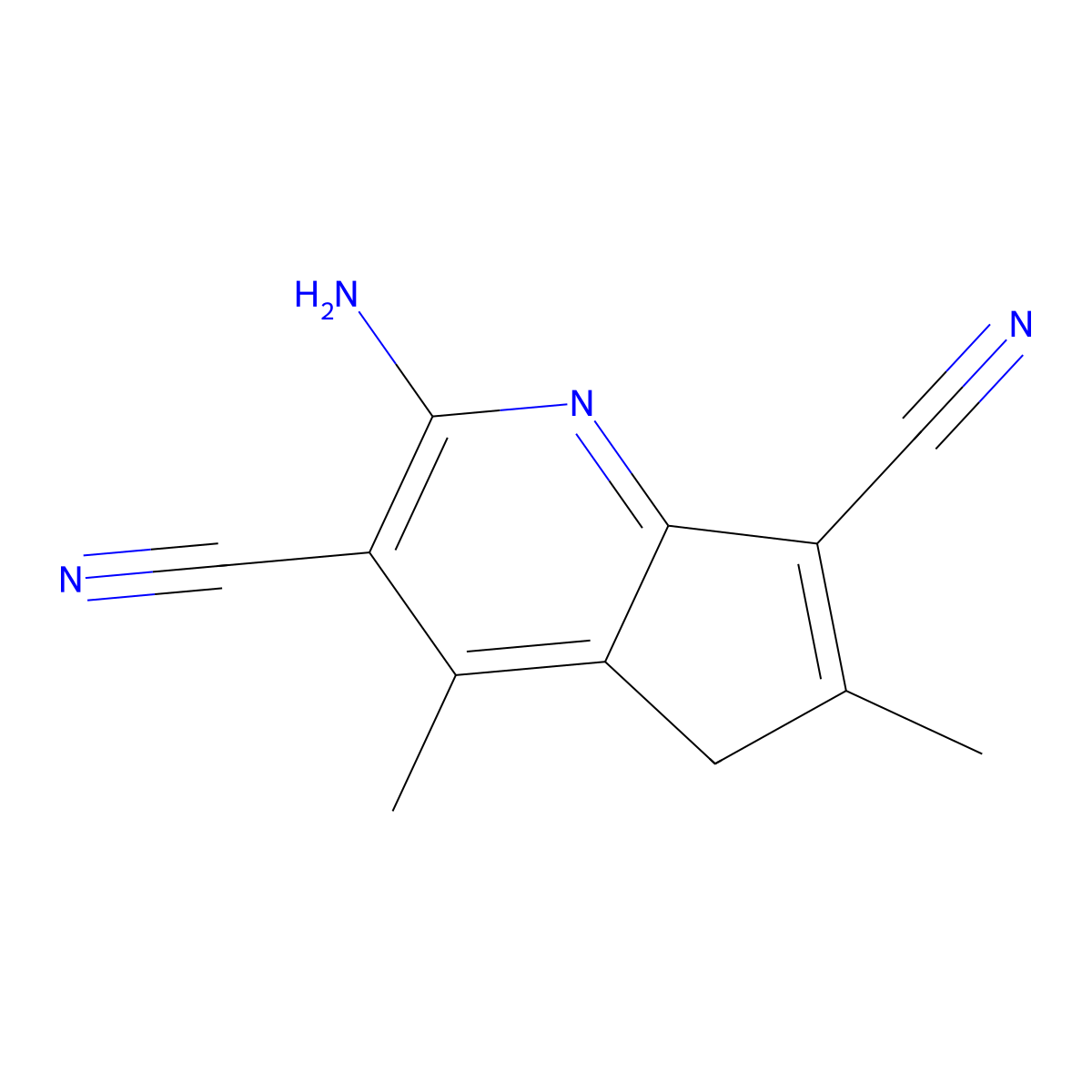 2-amino-4,6-dimethyl-5H-cyclopenta[b]pyridine-3,7-dicarbonitrile molecular structure, CAS 17537-48-3