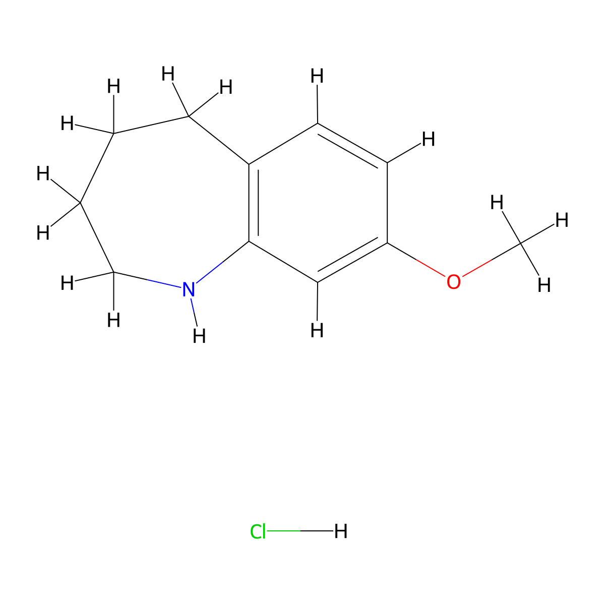 8-methoxy-2,3,4,5-tetrahydro-1H-1-benzazepine hydrochloride molecular structure, CAS 17537-86-9