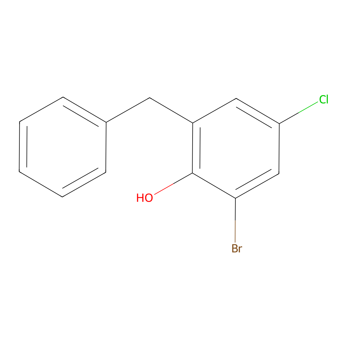 2-Benzyl-6-bromo-4-chlorophenol molecular structure, CAS 17540-65-7