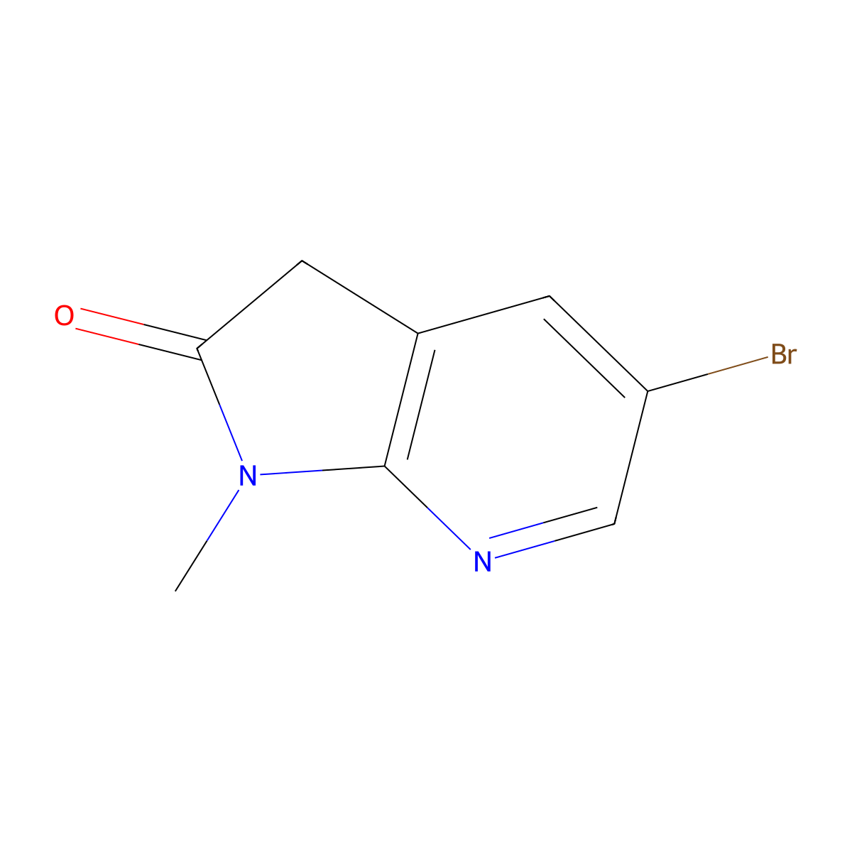 5-bromo-1-methyl-1H,2H,3H-pyrrolo(2,3-b)pyridin-2-one molecular structure, CAS 175424-31-4