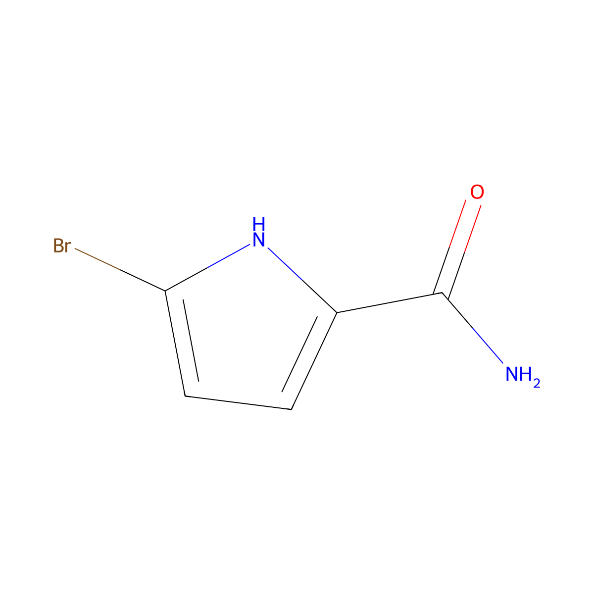 5-bromo-1H-pyrrole-2-carboxamide molecular structure, CAS 17543-94-1
