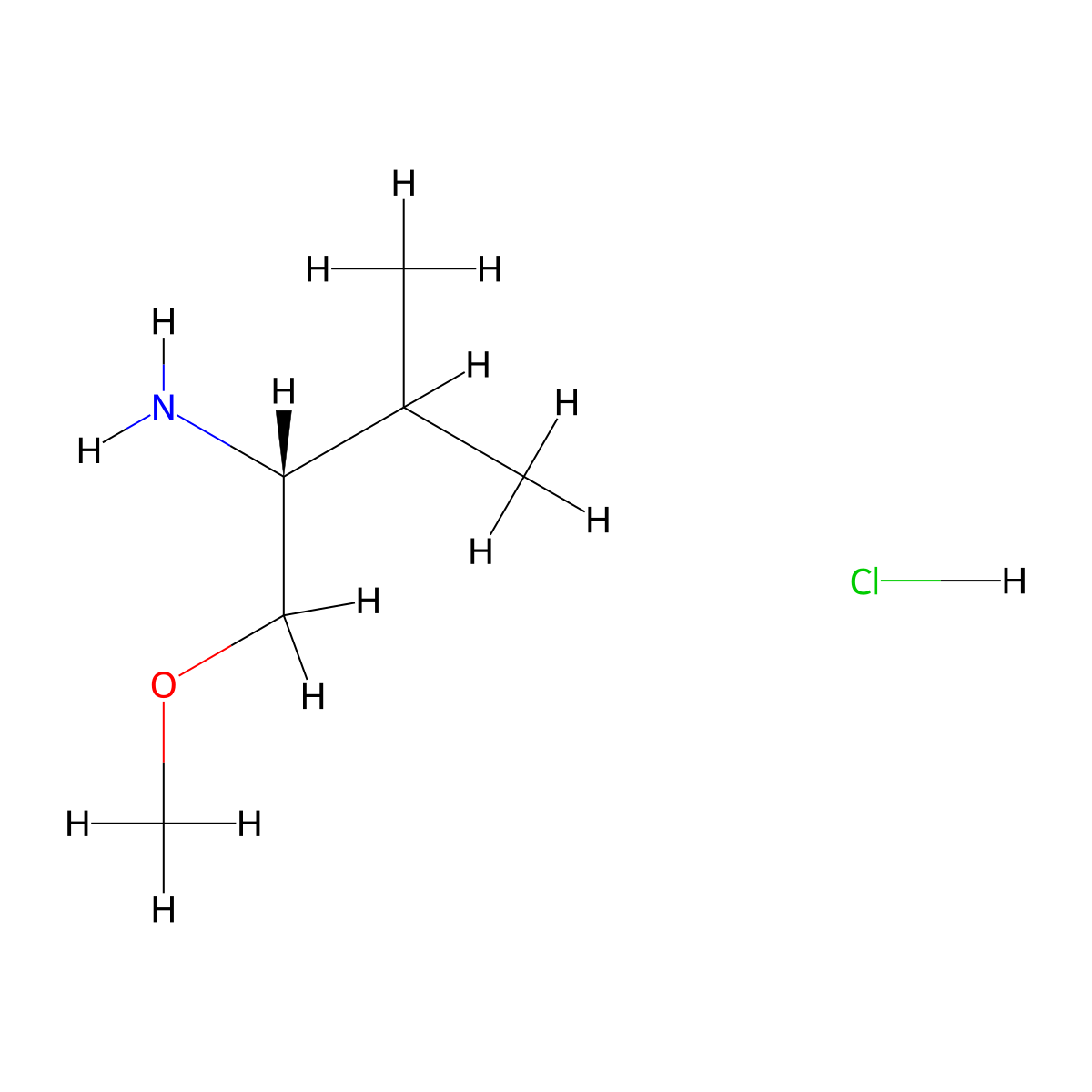 (2R)-1-methoxy-3-methylbutan-2-amine hydrochloride molecular structure, CAS 175458-86-3