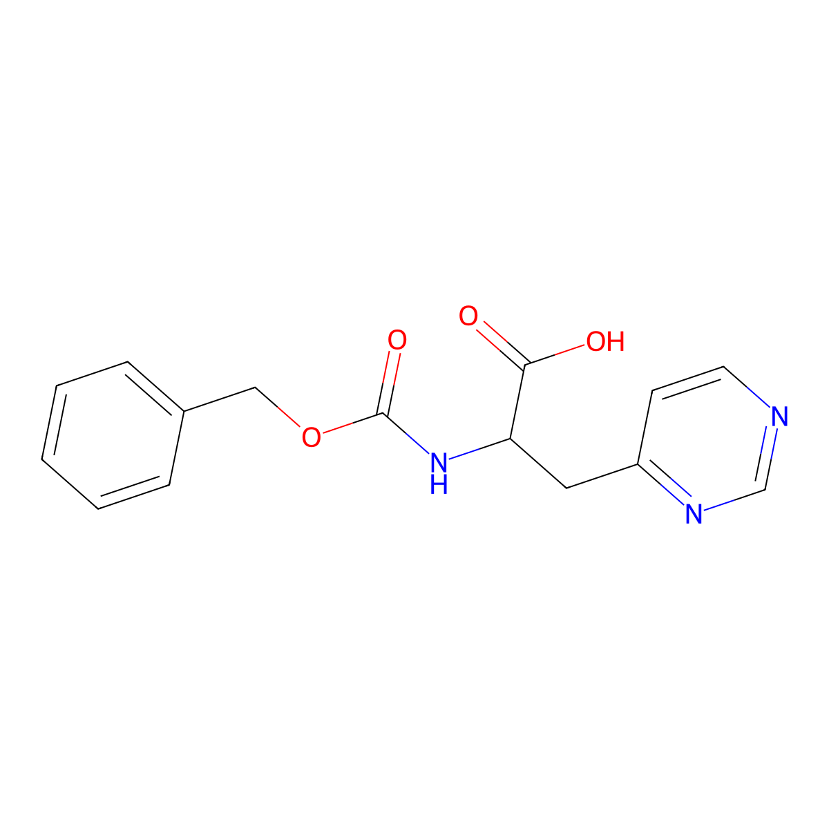 2-{[(Benzyloxy)carbonyl]amino}-3-(pyrimidin-4-yl)propanoic acid molecular structure, CAS 17547-51-2