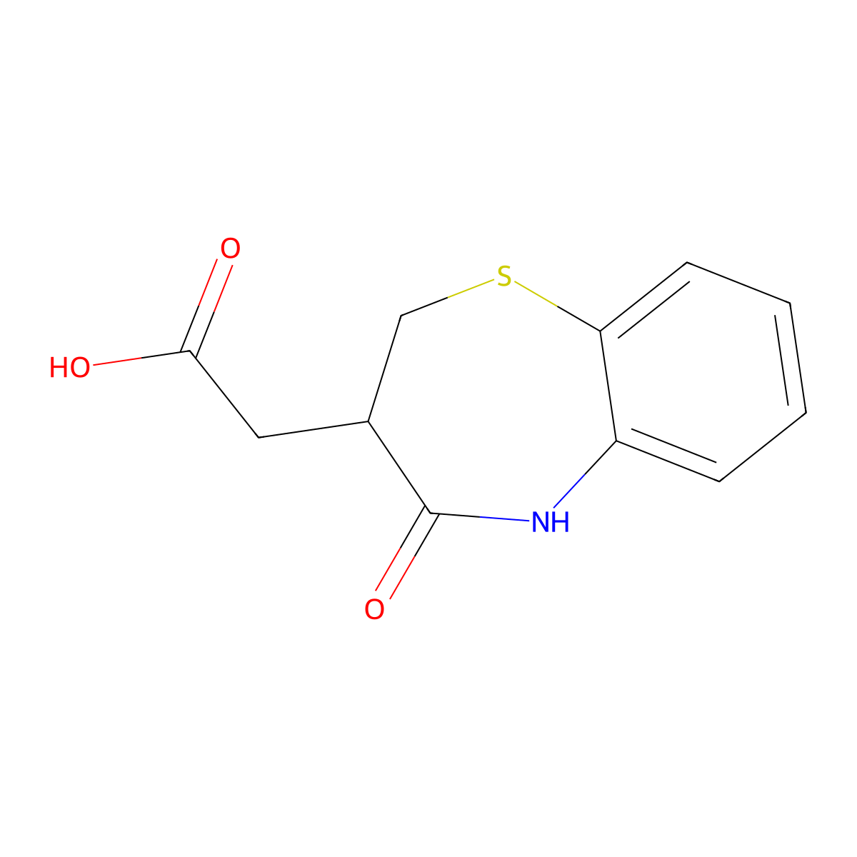 (4-Oxo-2,3,4,5-tetrahydro-1,5-benzothiazepin-3-yl)acetic acid molecular structure, CAS 17547-79-4