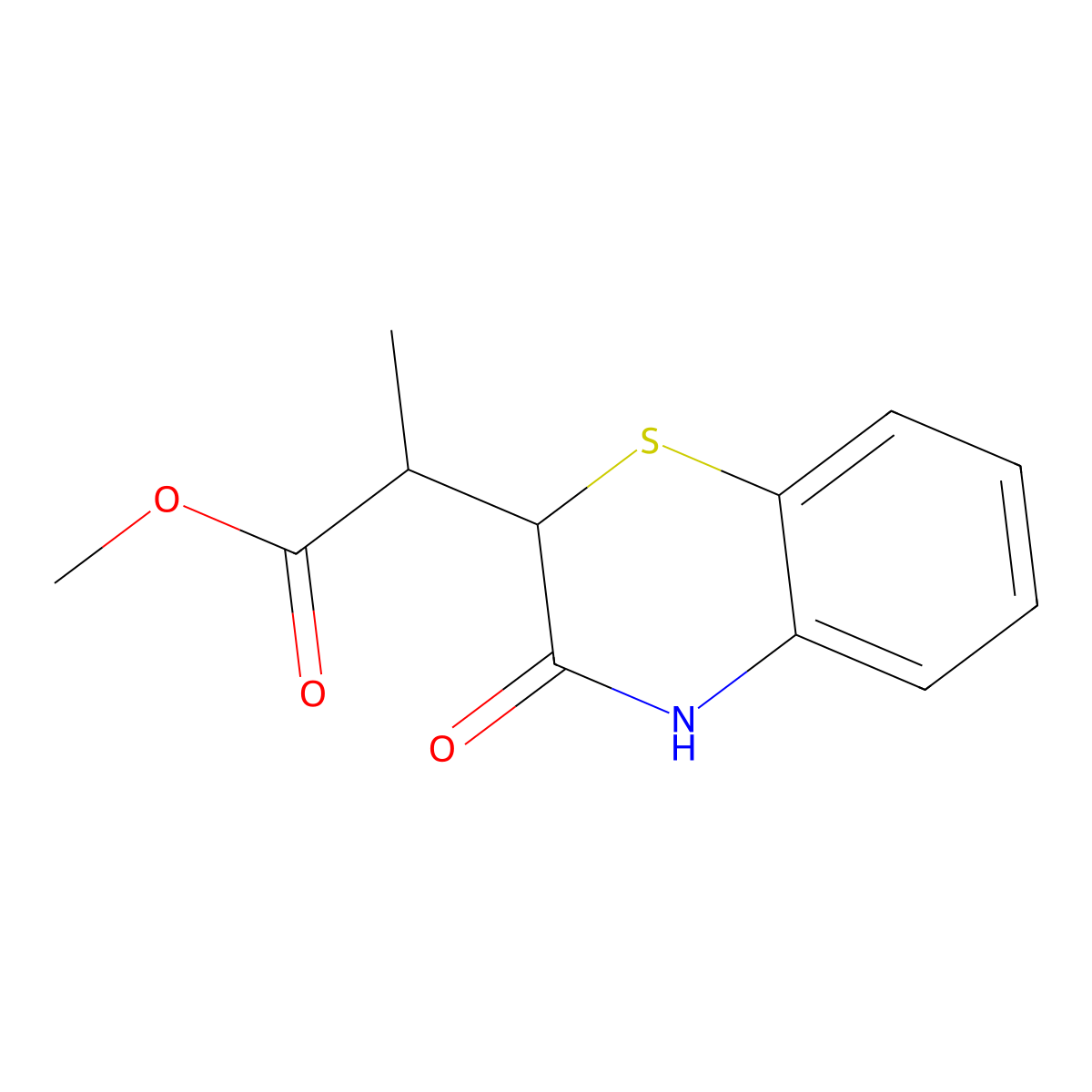methyl 2-(3-oxo-3,4-dihydro-2H-1,4-benzothiazin-2-yl)propanoate molecular structure, CAS 17547-89-6