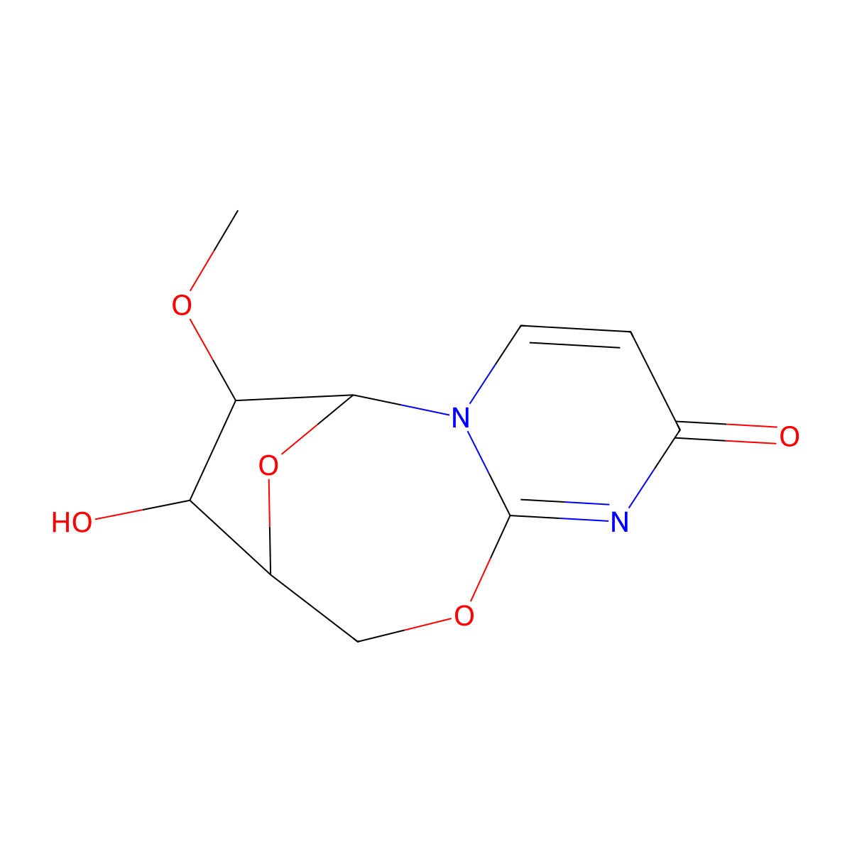 (6R,7R,8R,9R)-8-Hydroxy-7-methoxy-7,8,9,10-tetrahydro-6,9-epoxypyrimido[2,1-b][1,3]oxazocin-2(6H)-one molecular structure, CAS 175471-64-4