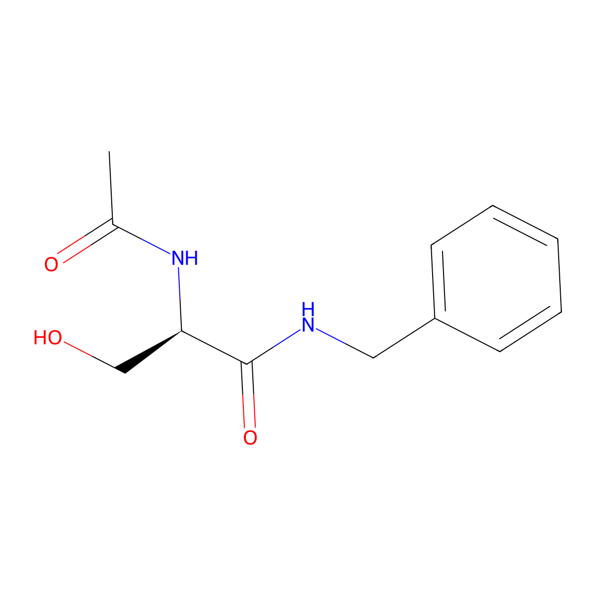 (R)-N-Benzyl-2-acetamido-3-hydroxypropionamide molecular structure, CAS 175481-38-6