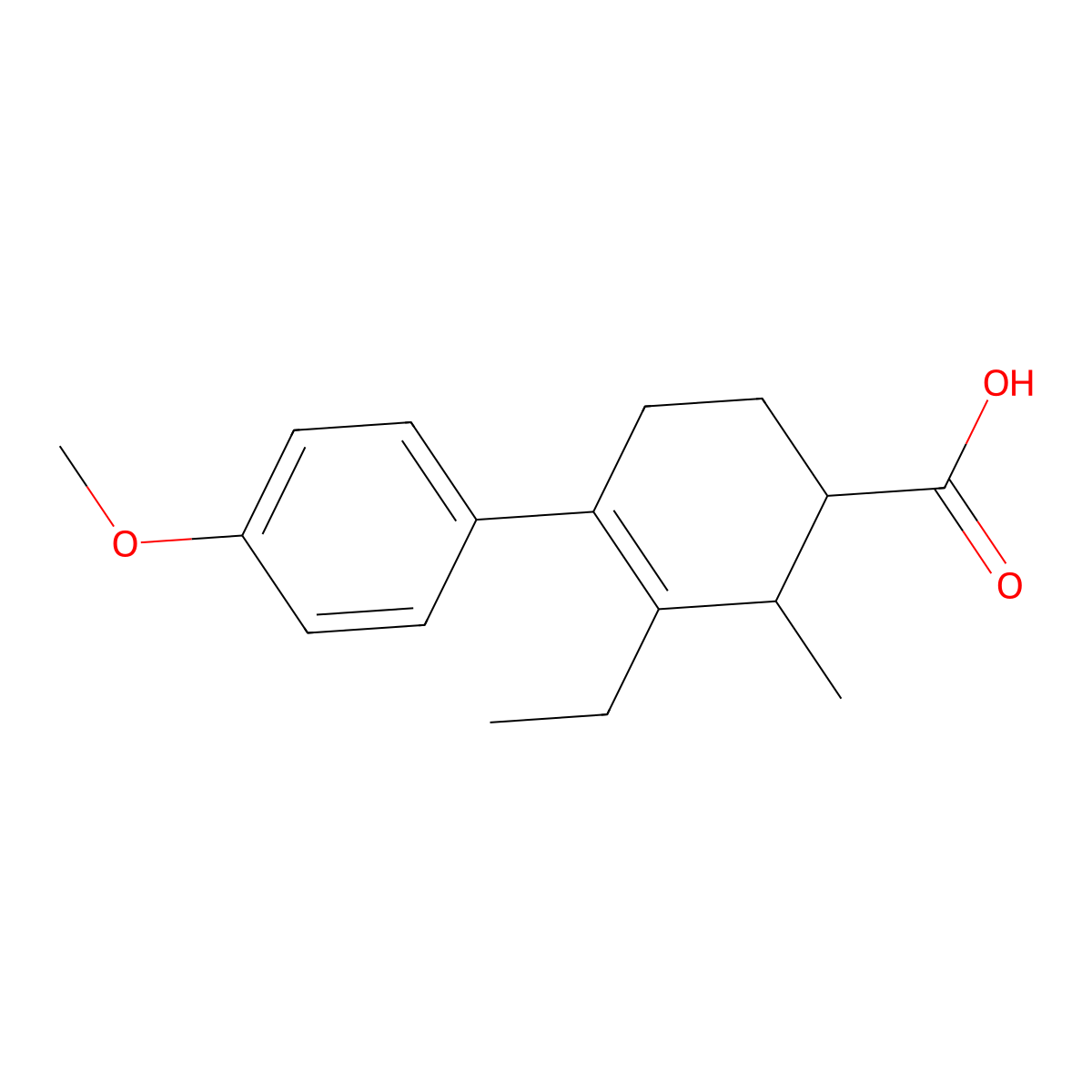 3-Ethyl-4-(4-methoxyphenyl)-2-methyl-3-cyclohexene-1-carboxylic acid molecular structure, CAS 1755-52-8