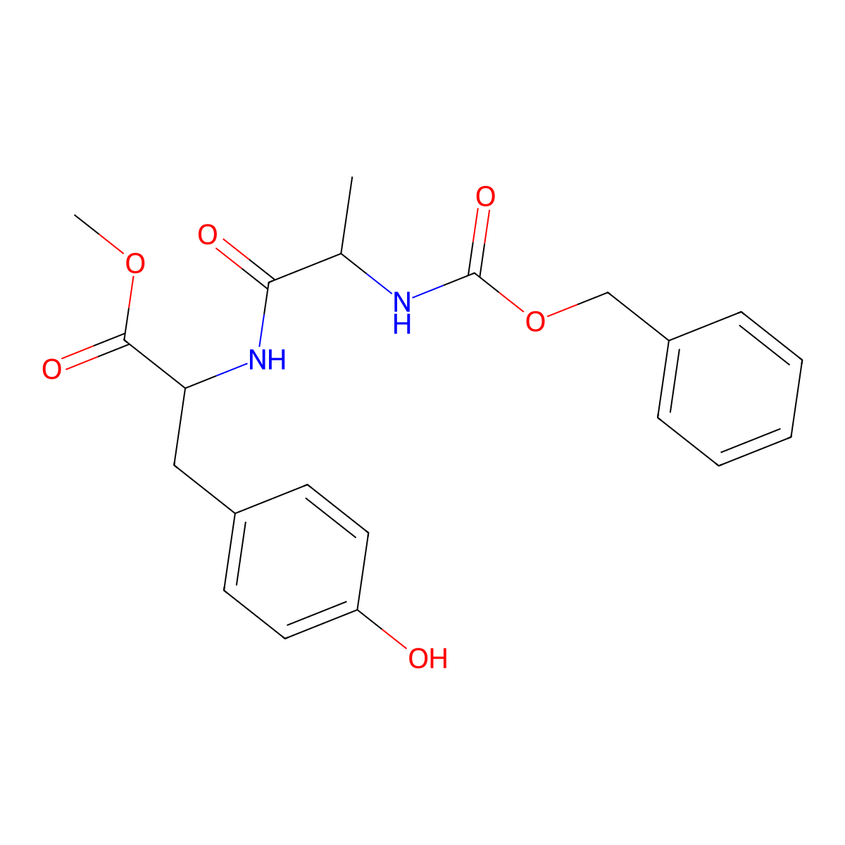Methyl 3-(4-hydroxyphenyl)-2-[2-(phenylmethoxycarbonylamino)propanoylamino]propanoate molecular structure, CAS 17554-28-8