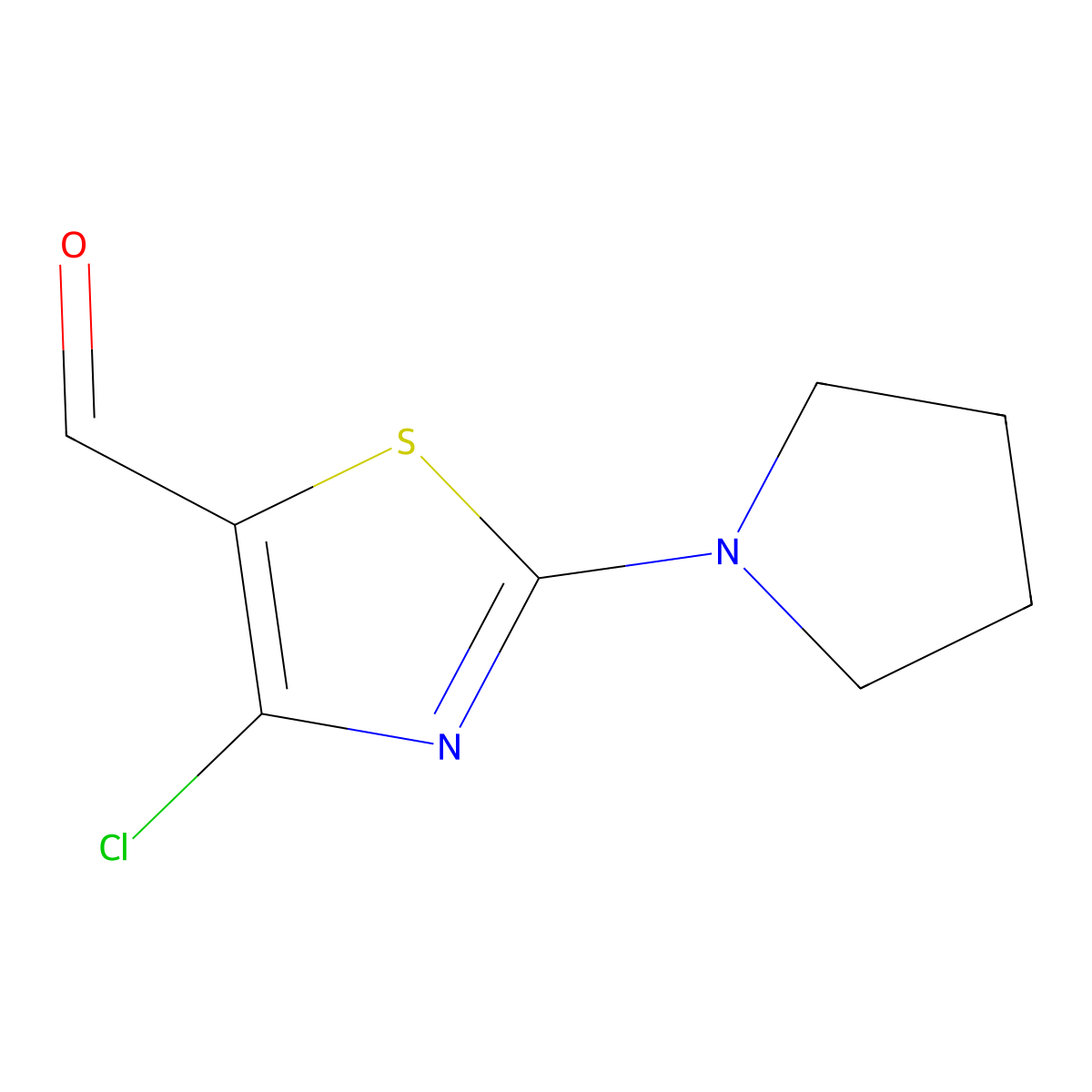4-Chloro-2-(pyrrolidin-1-yl)thiazole-5-carbaldehyde molecular structure, CAS 175543-06-3