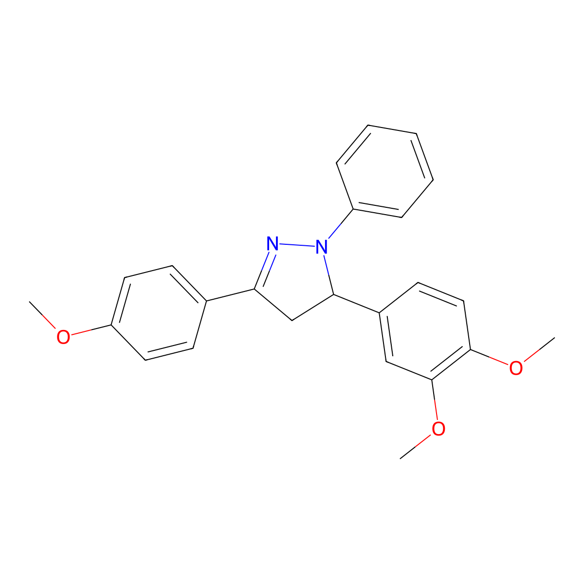 5-(3,4-dimethoxyphenyl)-3-(4-methoxyphenyl)-1-phenyl-4,5-dihydro-1H-pyrazole molecular structure, CAS 175550-31-9