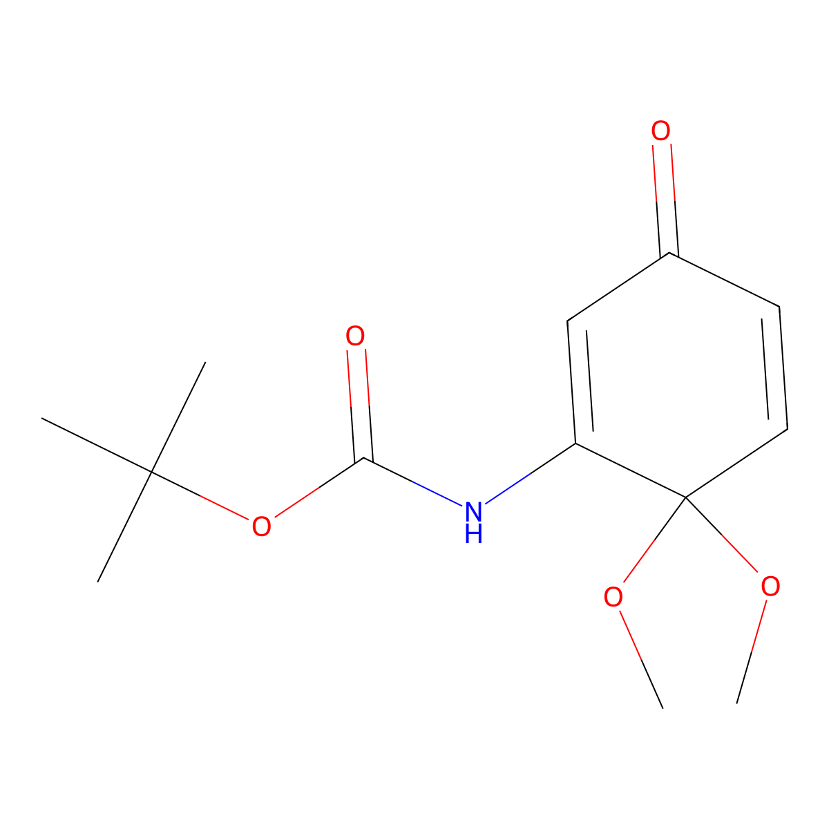 Tert-butyl (6,6-dimethoxy-3-oxocyclohexa-1,4-dien-1-YL)carbamate molecular structure, CAS 175552-82-6