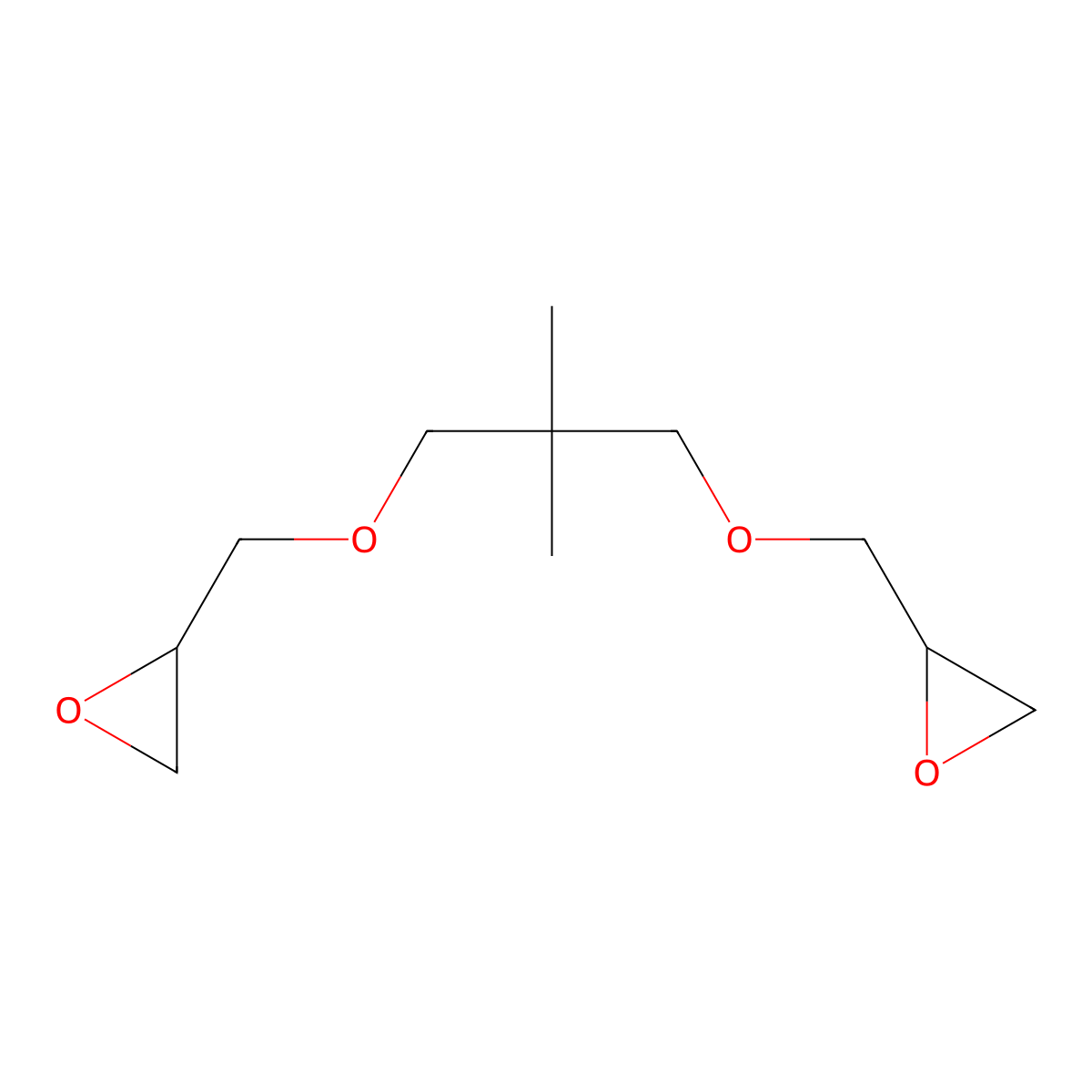 Neopentyl glycol diglycidyl ether molecular structure, CAS 17557-23-2