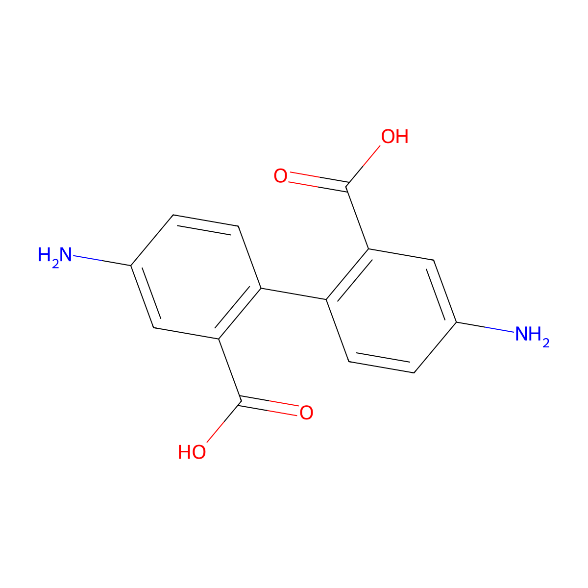 4,4'-Diamino-[1,1'-biphenyl]-2,2'-dicarboxylic acid molecular structure, CAS 17557-76-5