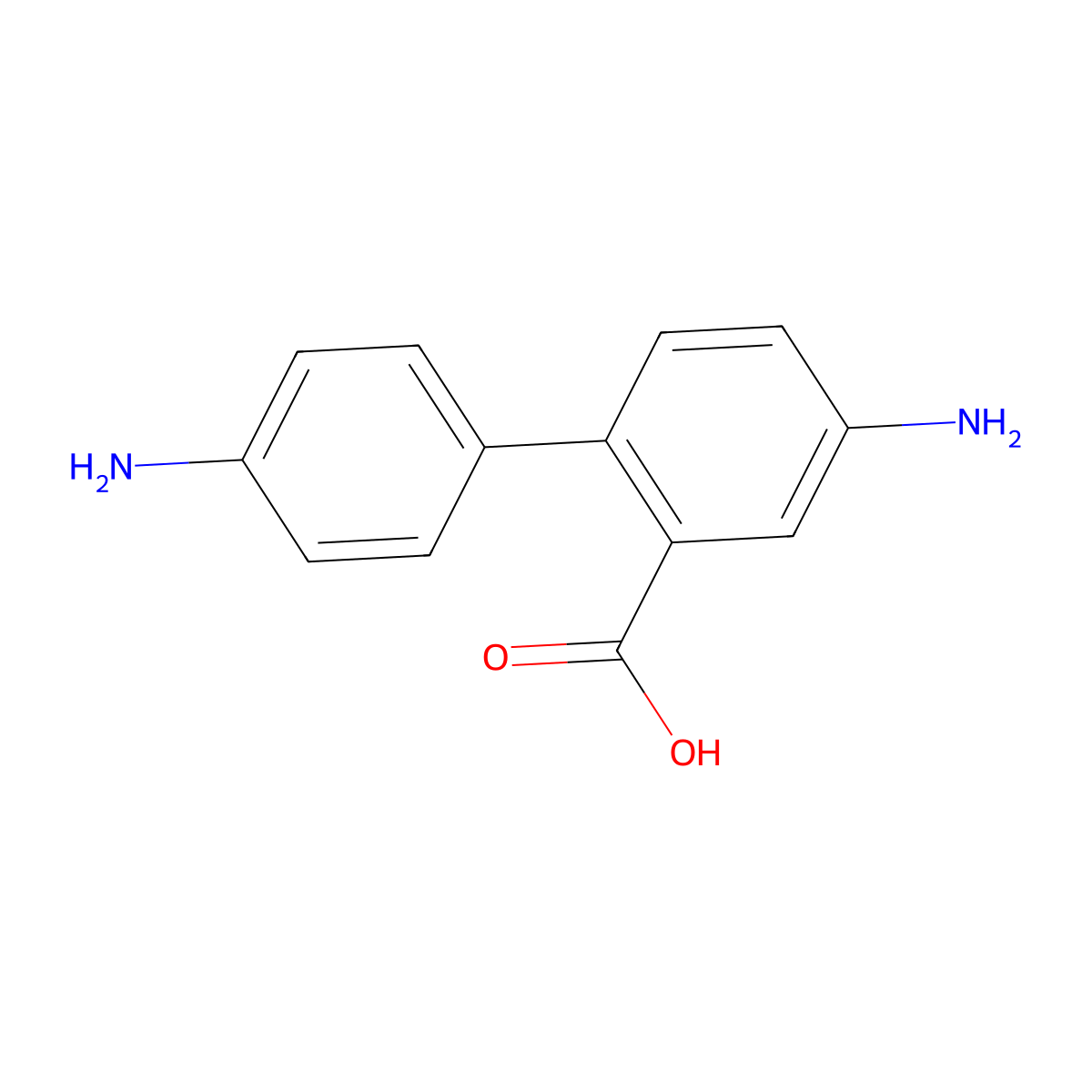 4,4'-Diamino[1,1'-biphenyl]-2-carboxylic acid molecular structure, CAS 17557-77-6