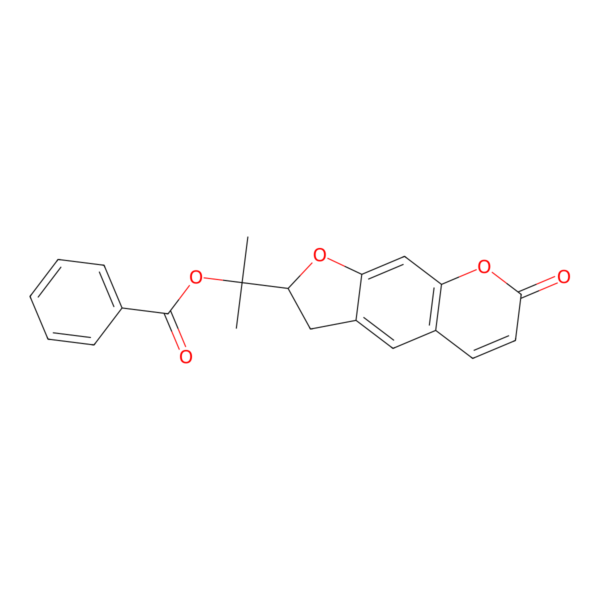 1-methyl-1-(7-oxo-2,3-dihydro-7H-furo[3,2-g]chromen-2-yl)ethyl benzoate molecular structure, CAS 17559-85-2