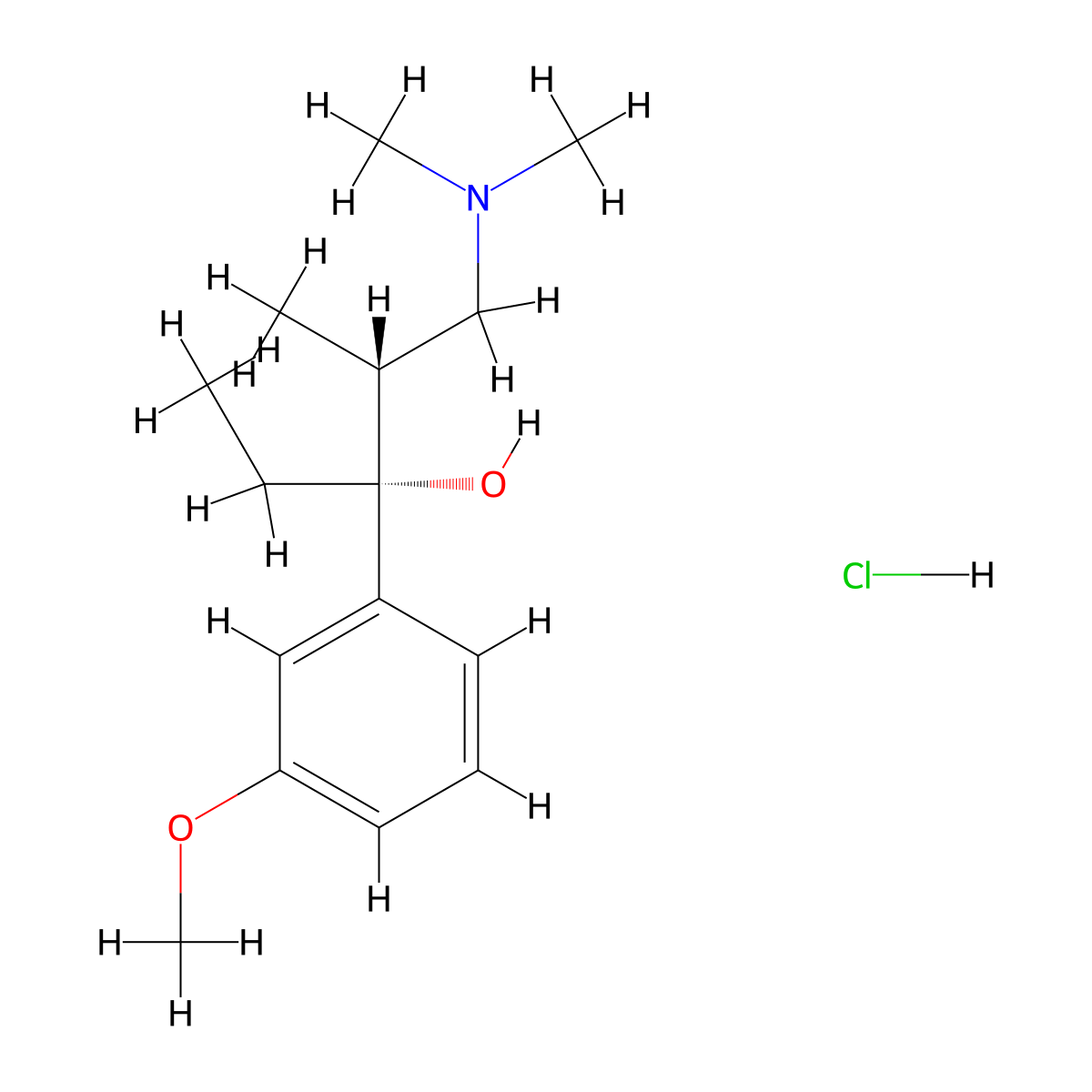 (2R,3R)-1-(Dimethylamino)-3-(3-methoxyphenyl)-2-methylpentan-3-ol--hydrogen chloride (1/1) molecular structure, CAS 175590-75-7
