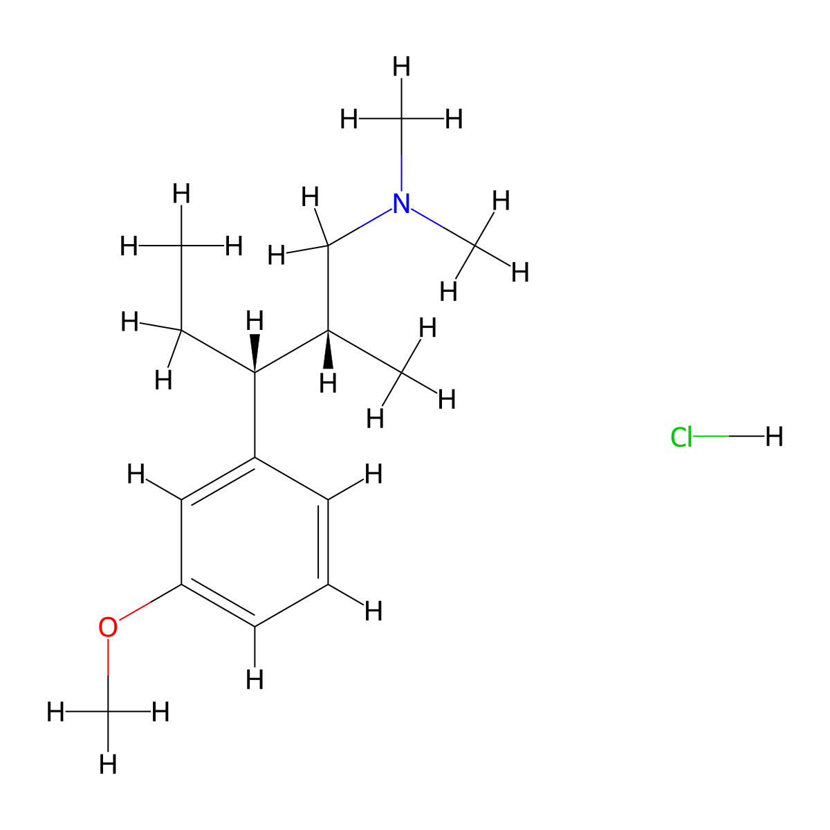 3(3-Methoxyphenyl)-N,N,2-trimethyl pentane-1-amine hydrochloride, (2R,3R)- molecular structure, CAS 175591-17-0