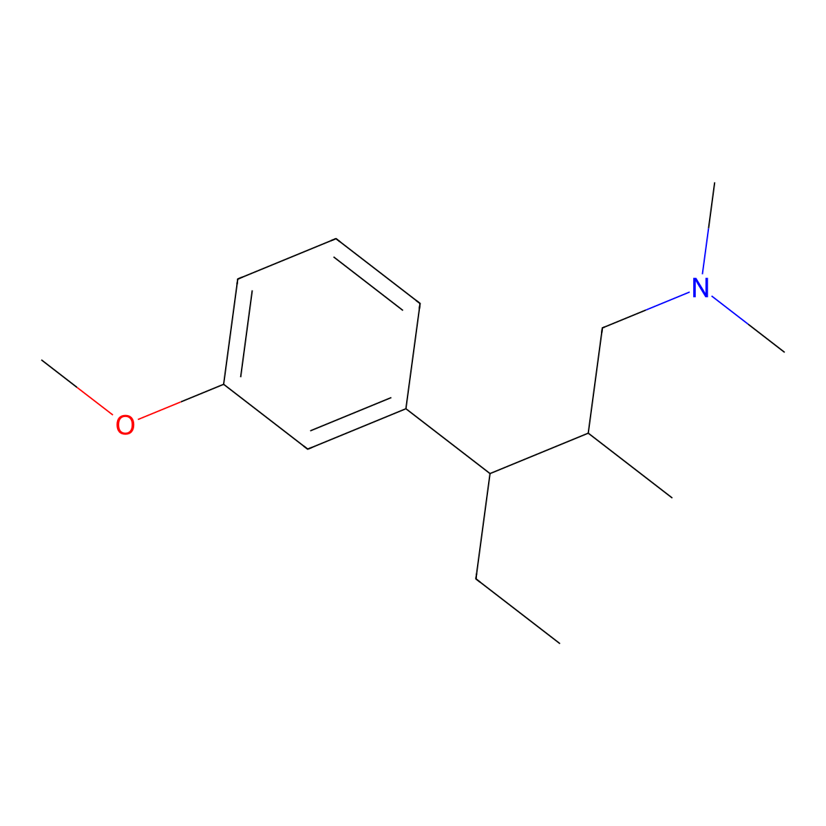 3(3-Methoxyphenyl)-N,N,2-trimethyl pentane-1-amine, (2R,3R)- molecular structure, CAS 175591-22-7