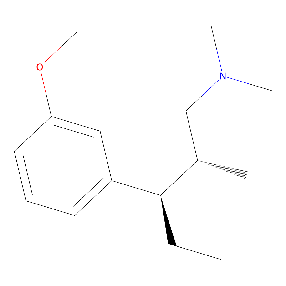 3(3-Methoxyphenyl)-N,N,2-trimethyl pentane-1-amine, (2R,3R)- molecular structure, CAS 175591-22-7