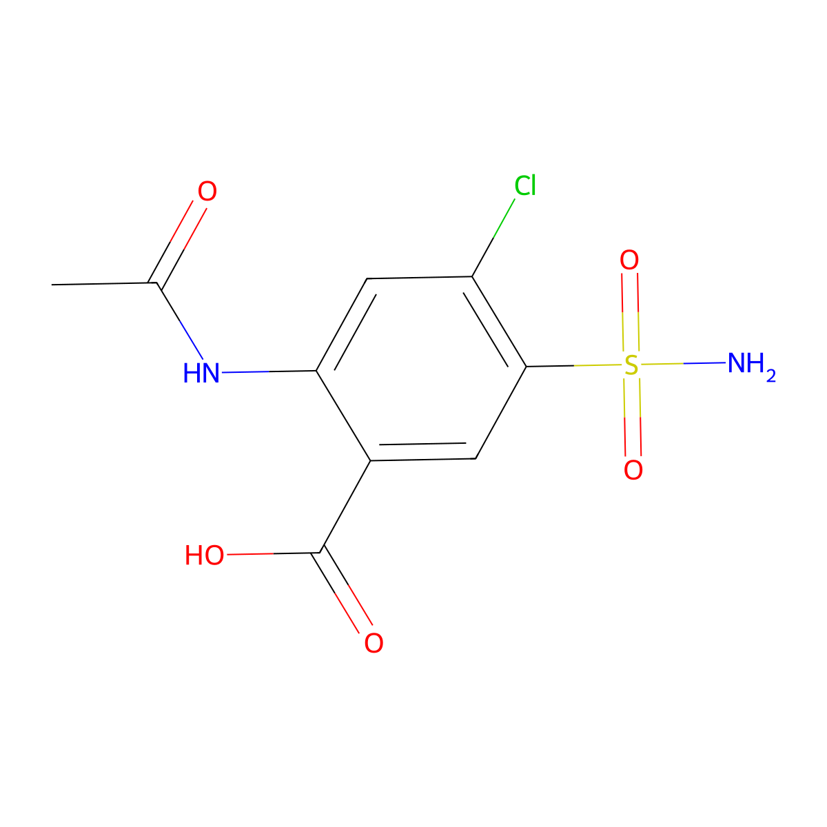 2-(Acetylamino)-5-(aminosulfonyl)-4-chlorobenzoic acid molecular structure, CAS 17560-54-2