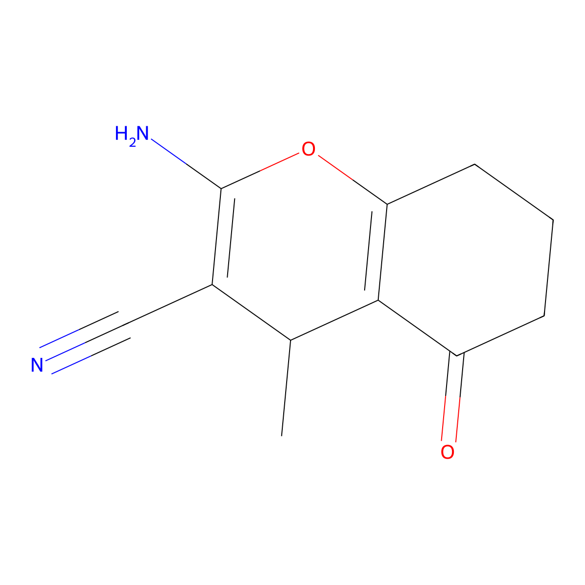 2-Amino-4-methyl-5-oxo-5,6,7,8-tetrahydro-4H-chromene-3-carbonitrile molecular structure, CAS 175603-75-5
