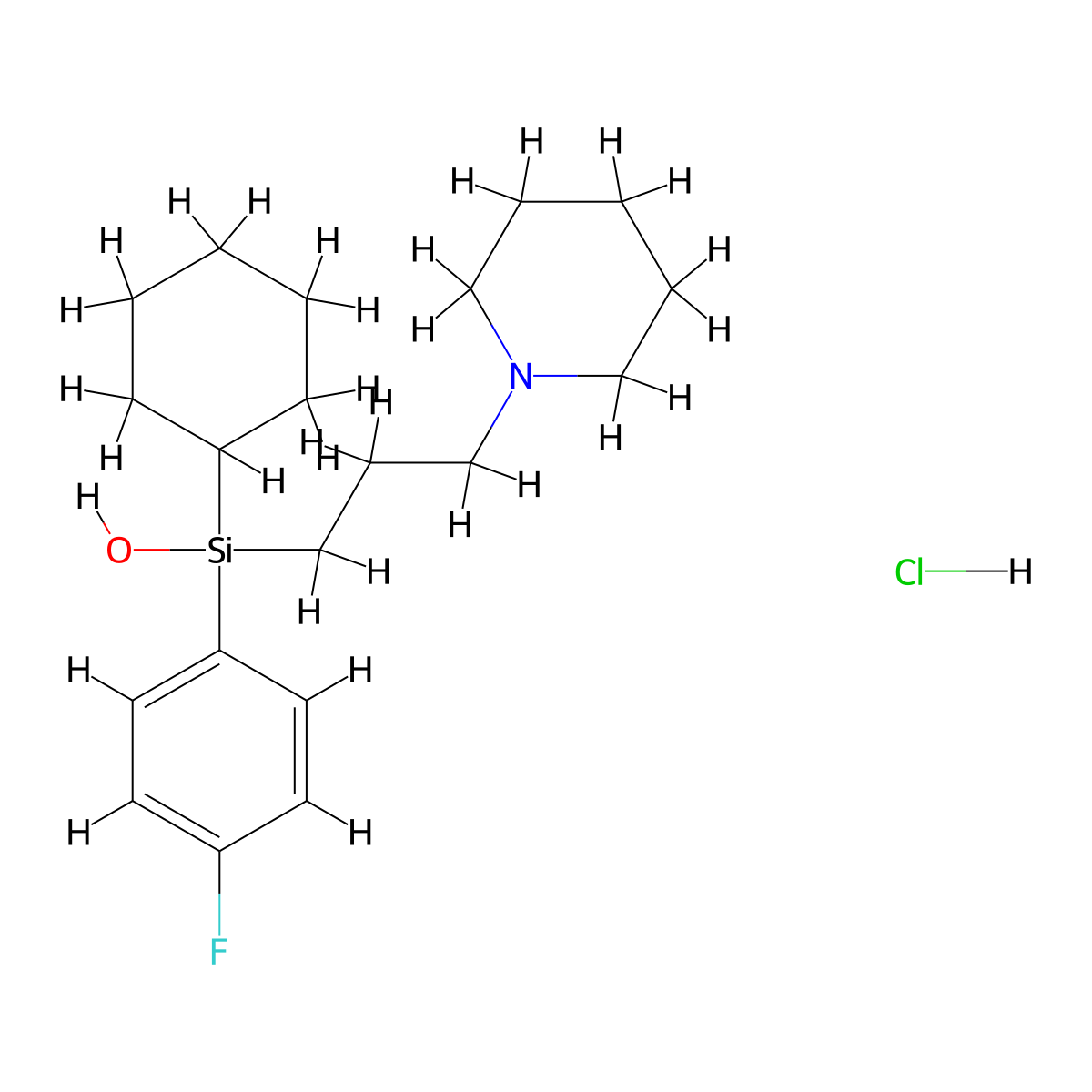 p-Fluorohexahydro-sila-difenidol hydrochloride molecular structure, CAS 175615-76-6