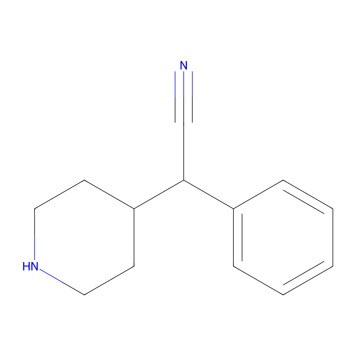 alpha-Phenylpiperidine-4-acetonitrile monohydrochloride molecular structure, CAS 175666-57-6