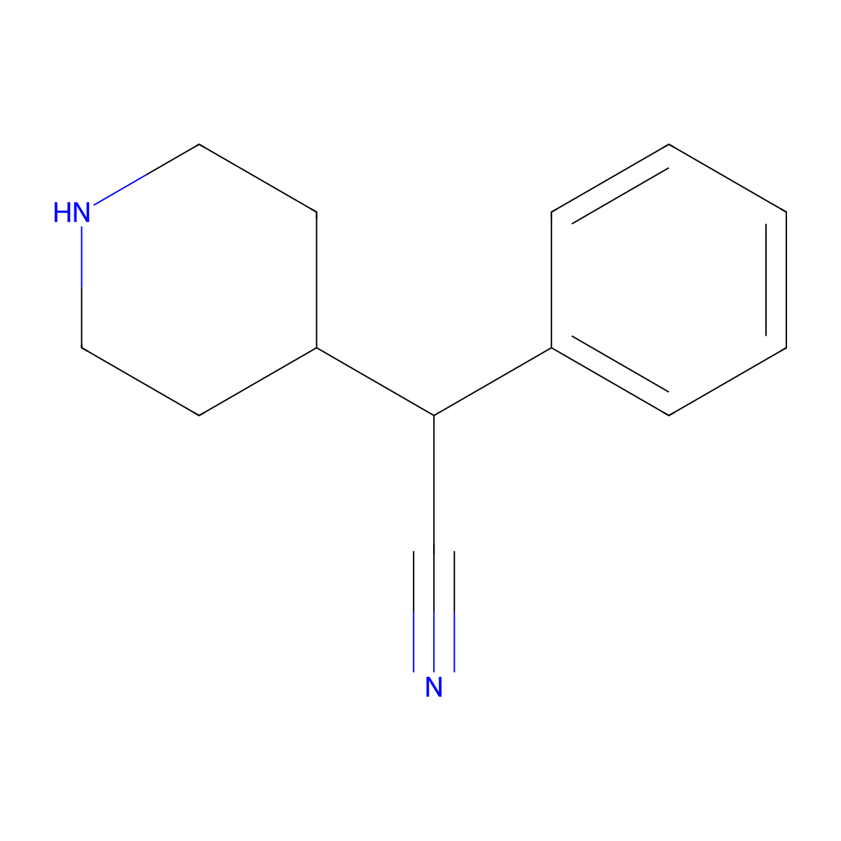 alpha-Phenylpiperidine-4-acetonitrile monohydrochloride molecular structure, CAS 175666-57-6
