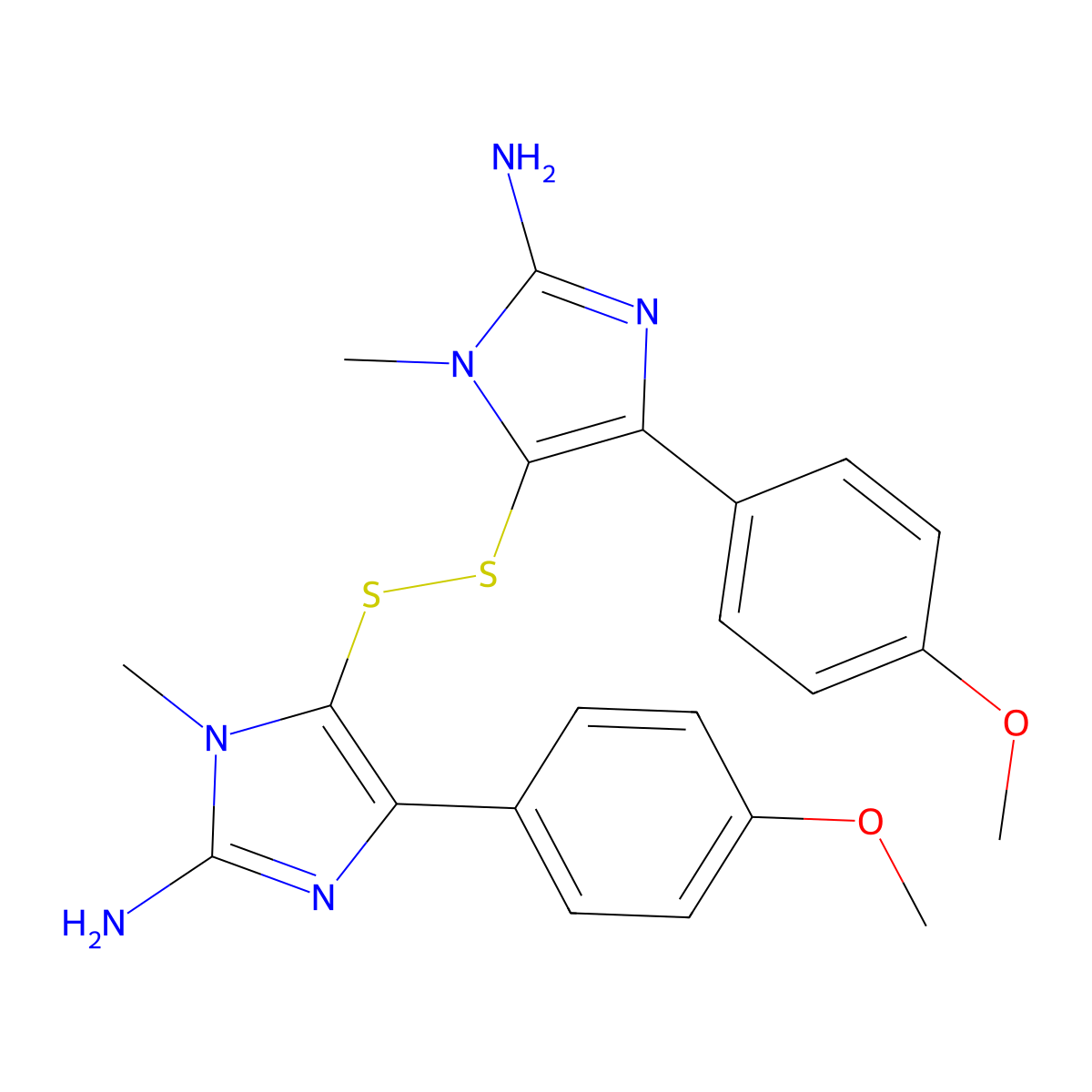 5,5'-Disulfanediylbis(4-(4-methoxyphenyl)-1-methyl-1H-imidazol-2-amine) molecular structure, CAS 175669-17-7