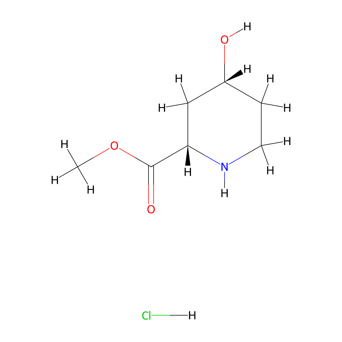 methyl (2S,4R)-4-hydroxypiperidine-2-carboxylate hydrochloride molecular structure, CAS 175671-43-9