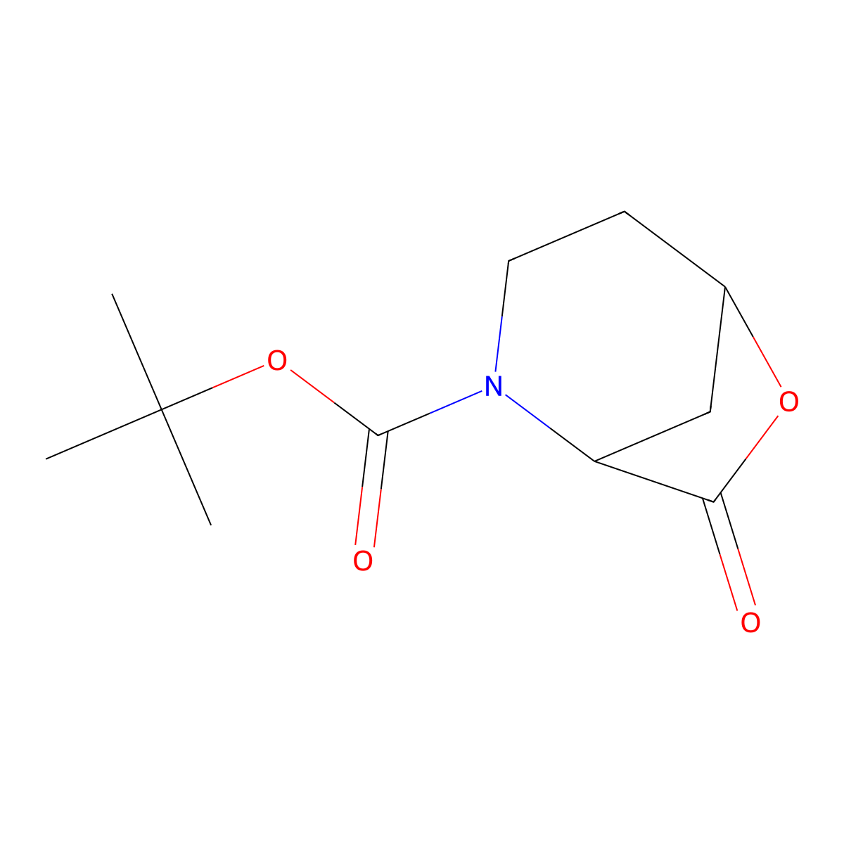 6-Oxa-2-azabicyclo(3.2.1)octane-2-carboxylic acid, 7-oxo-, 1,1-dimethylethyl ester, (1R)- molecular structure, CAS 175671-45-1